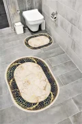 Su Emici Yumuşak Kaymaz Taban Sünger Dolgulu Yıkanabilir Dekoratif Banyo Paspası 1169OVAL