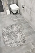 Su Emici Yumuşak Kaymaz Taban Sünger Dolgulu Yıkanabilir Dekoratif Banyo Paspası 1111AÇIKGRİ OVAL