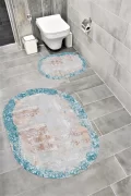 Su Emici Yumuşak Kaymaz Taban Sünger Dolgulu Yıkanabilir Dekoratif Banyo Paspası 1046 OVAL