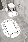 Su Emici Yumuşak Kaymaz Taban Sünger Dolgulu Yıkanabilir Dekoratif Banyo Paspası EHL211OVAL