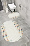 Su Emici Yumuşak Kaymaz Taban Sünger Dolgulu  Yıkanabilir Dekoratif Banyo Paspası 1397 Oval