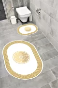 Su Emici Yumuşak Kaymaz Taban Sünger Dolgulu Yıkanabilir Dekoratif Banyo Paspası 1039GOLDAY OVL