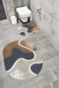 Su Emici Yumuşak Kaymaz Taban Sünger Dolgulu Yıkanabilir Dekoratif Banyo Paspası 1136 OVAL