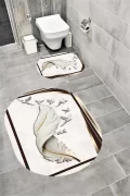 Su Emici Yumuşak Kaymaz Taban Sünger Dolgulu Yıkanabilir Dekoratif Banyo Paspası NEPTÜNOVAL