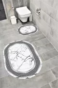 Su Emici Yumuşak Kaymaz Taban Sünger Dolgulu Yıkanabilir Dekoratif Banyo Paspası 1002 OVAL