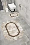 Su Emici Yumuşak Kaymaz Taban Sünger Dolgulu Yıkanabilir Dekoratif Banyo Paspası OK268OVAL