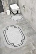 Su Emici Yumuşak Kaymaz Taban Sünger Dolgulu Yıkanabilir Dekoratif Banyo Paspası 1249 OVAL