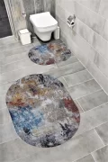 Su Emici Yumuşak Kaymaz Taban Sünger Dolgulu Yıkanabilir Dekoratif Banyo Paspası 1236 OVAL