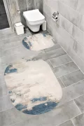 Su Emici Yumuşak Kaymaz Taban Sünger Dolgulu Yıkanabilir Dekoratif Banyo Paspası 1232 OVAL