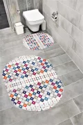 Su Emici Yumuşak Kaymaz Taban Sünger Dolgulu Yıkanabilir Dekoratif Banyo Paspası HATTUŞAOVAL