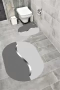 Su Emici Yumuşak Kaymaz Taban Sünger Dolgulu Yıkanabilir Dekoratif Banyo Paspası 1154TEKÇİZGİOVAL