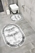 Su Emici Yumuşak Kaymaz Taban Sünger Dolgulu Yıkanabilir Dekoratif Banyo Paspası EHL59OVAL