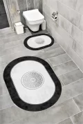 Su Emici Yumuşak Kaymaz Taban Sünger Dolgulu Yıkanabilir Dekoratif Banyo Paspası ARGUVAN1038OVAL