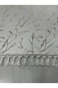 Bambu Yıkanabilir Kaymaz Oturma Odası Salon Mutfak Antre Çocuk Odası Halısı Beyaz Gold Simli Bambu