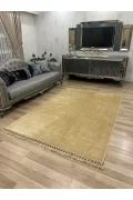 Bambu Yıkanabilir Kaymaz Oturma Odası Salon Mutfak Çocuk Odası Halısı Cappicino Gold Simli