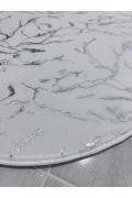 Simli Bambu Kaymaz Deri Taban 2li Set Klozet Beyaz Gümüş Banyo Paspas Takımı
