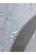 Simli Bambu Kaymaz Deri Taban 2li Set Klozet Beyaz Gümüş Banyo Paspas Takımı
