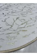Simli Bambu Kaymaz Deri Taban 2li Set Klozet Beyaz Gold Banyo Paspas Takımı