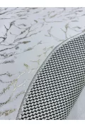 Simli Bambu Kaymaz Deri Taban 2li Set Klozet Beyaz Gold Banyo Paspas Takımı