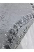 Simli Bambu Kaymaz Deri Taban 2li Set Klozet Gri Gümüş Banyo Paspas Takımı