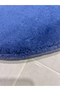 Peluş Puffy Bambu Kaymaz Deri Taban 2li Set Klozet Lacivert Banyo Paspas Takımı