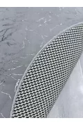Simli Bambu Kaymaz Deri Taban 2li Set Klozet Gri Gümüş Banyo Paspas Takımı