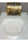 2Lİ İKİLİ BANYO PASPAS SETİ ILICA PUFFY DOKUMA TABAN BANYO PASPASI 40X60-60X100 BEYAZ