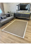 Sisal Düz Çizgili Halı – Modern Çerçeve Desenli, Kaymaz Taban, 4 Renk Seçeneği