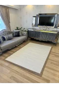 Sisal Düz Çizgili Halı – Modern Çerçeve Desenli, Kaymaz Taban, 4 Renk Seçeneği