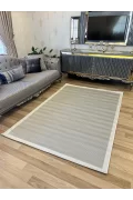 Sisal Düz Çizgili Halı – Modern Çerçeve Desenli, Kaymaz Taban, 4 Renk Seçeneği