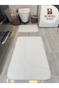 Alura Kaymaz Tabanlı Yumuşak Banyo Paspası – Açık Gri / Antrasit / Beyaz / Siyah / Krem | Bordo Halı