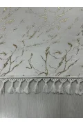 Bambu Yıkanabilir Kaymaz Oturma Odası Salon Mutfak Antre Çocuk Odası Halısı Beyaz Gold Simli Bambu