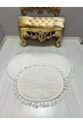 2Lİ İKİLİ BANYO PASPAS SETİ ILICA PUFFY DOKUMA TABAN BANYO PASPAS Takımı 40X60-60X100 BEYAZ