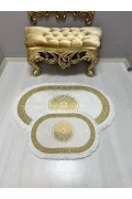 2Lİ İKİLİ BANYO PASPAS SETİ DİJİTAL BASKI KAYMAZ KEÇE TABAN BANYO PASPAS Takımı 40X60-60X100 GOLDAY