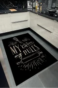 SİYAH Yıkanabilir Kaymaz Taban Halı Mutfak Dekor Yolluk Koridor Halısı Salon Halısı-TRMTFK-4001