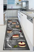 SİYAH Mutfak Halısı Yıkanabilir Kaymaz Taban Halı Salon Dekor Yolluk Koridor Mutfak Halısı Macaron