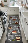 SİYAH Mutfak Halısı Yıkanabilir Kaymaz Taban Halı Salon Dekor Yolluk Koridor Mutfak Halısı Macaron