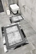 Su Emici Yumuşak Kaymaz Taban Sünger Dolgulu  Yıkanabilir Dekoratif Banyo Paspası 1069ALPEMİXGRİ