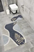 Su Emici Yumuşak Kaymaz Taban Sünger Dolgulu Yıkanabilir Dekoratif Banyo Paspası Takımı 1137