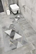 Su Emici Yumuşak Kaymaz Taban Sünger Dolgulu Yıkanabilir Dekoratif Banyo Paspası Takımı 1131