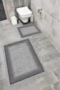 Su Emici Yumuşak Kaymaz Taban Sünger Dolgulu Yıkanabilir Dekoratif Banyo Paspası Takımı 1193
