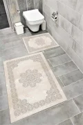 Su Emici Yumuşak Kaymaz Taban Sünger Dolgulu Yıkanabilir Dekoratif Banyo Paspası Takımı 1225