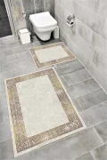 Su Emici Yumuşak Kaymaz Taban Sünger Dolgulu Yıkanabilir Dekoratif Banyo Paspası Takımı 1219