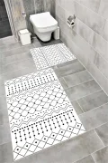 Su Emici Yumuşak Kaymaz Taban Sünger Dolgulu Yıkanabilir Dekoratif Banyo Paspası Takımı 1177