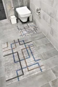 Su Emici Yumuşak Kaymaz Taban Sünger Dolgulu Yıkanabilir Dekoratif Banyo Paspası Takımı 1208