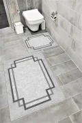 Su Emici Yumuşak Kaymaz Taban Sünger Dolgulu Yıkanabilir Dekoratif Banyo Paspası Takımı 1249