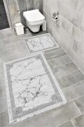 Su Emici Yumuşak Kaymaz Taban Sünger Dolgulu Yıkanabilir Dekoratif Banyo Paspası Takımı 1374A