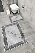 Su Emici Yumuşak Kaymaz Taban Sünger Dolgulu Yıkanabilir Dekoratif Banyo Paspası Takımı AGİNG