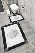 Su Emici Yumuşak Kaymaz Taban Sünger Dolgulu Yıkanabilir Dekoratif Banyo Paspası Takımı ARGUVAN1038