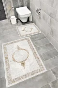 Su Emici Yumuşak Kaymaz Taban Sünger Dolgulu Yıkanabilir Dekoratif Banyo Paspası Takımı BONJOUR